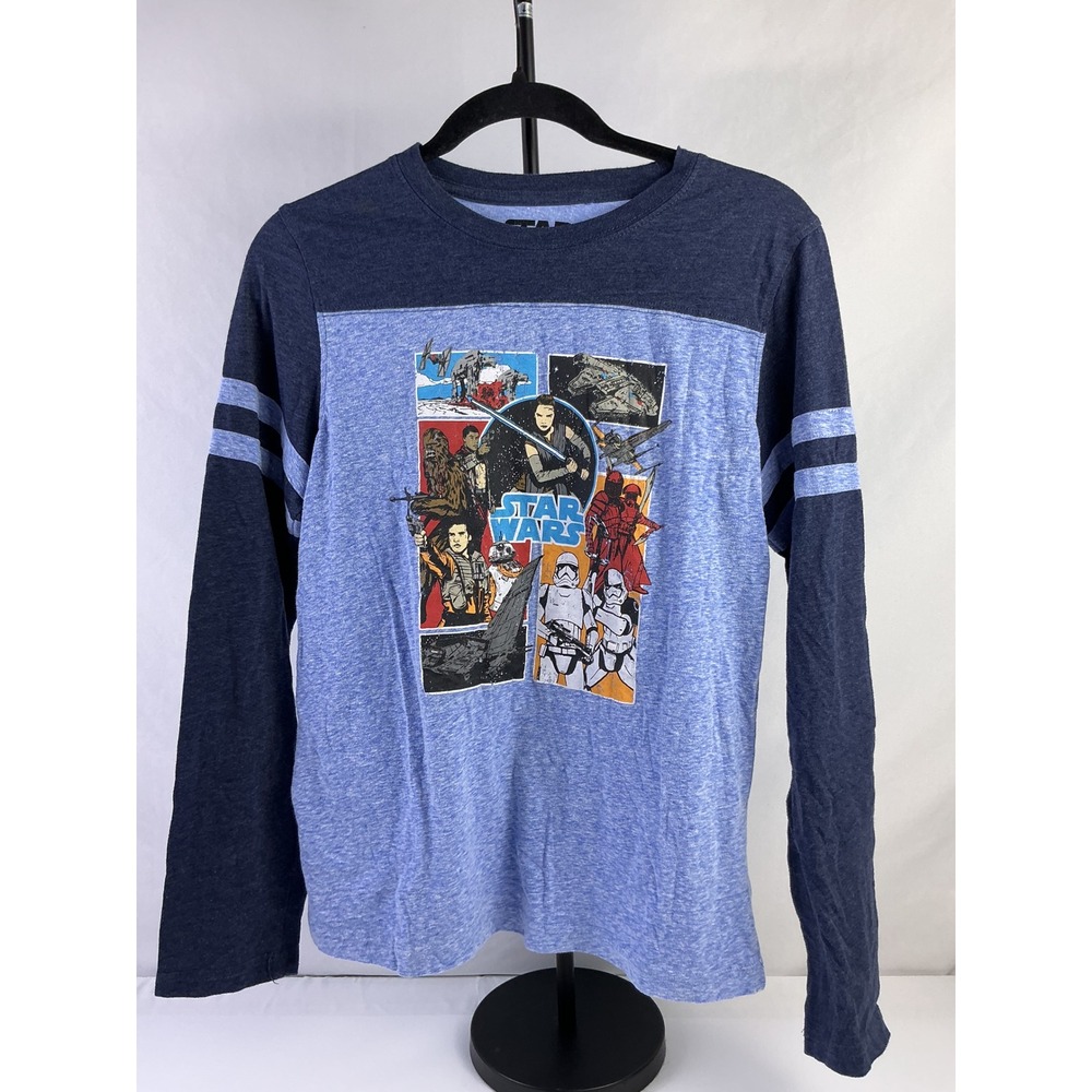Retro Star Wars Graphic Long Sleeve Rey Stormtrooper T Shirt Crew Neck Boys XL